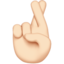 crossed fingers: light skin tone on Apple