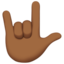 love-you gesture: medium-dark skin tone on Apple