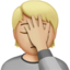 person facepalming: medium-light skin tone on Apple