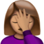 woman facepalming: medium skin tone on Apple