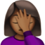 woman facepalming: medium-dark skin tone on Apple