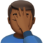 man facepalming: medium-dark skin tone on Apple