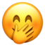 face with hand over mouth on Apple