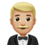 man in tuxedo: medium-light skin tone on Apple