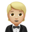 person in tuxedo: medium-light skin tone on Apple
