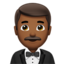 man in tuxedo: medium-dark skin tone on Apple
