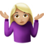 woman shrugging: medium-light skin tone on Apple