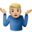 man shrugging: medium-light skin tone on Apple