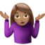woman shrugging: medium skin tone on Apple