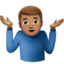man shrugging: medium skin tone on Apple