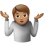person shrugging: medium skin tone on Apple