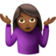 woman shrugging: medium-dark skin tone on Apple