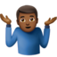 man shrugging: medium-dark skin tone on Apple