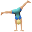 man cartwheeling: medium-light skin tone on Apple