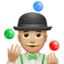 man juggling: medium-light skin tone on Apple