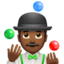 man juggling: medium-dark skin tone on Apple