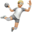person playing handball: medium-light skin tone on Apple