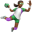 woman playing handball: medium-dark skin tone on Apple