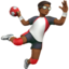 man playing handball: medium-dark skin tone on Apple