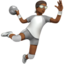 person playing handball: medium-dark skin tone on Apple