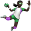 woman playing handball: dark skin tone on Apple