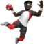 man playing handball: dark skin tone on Apple