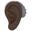 ear with hearing aid: dark skin tone on Apple