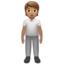 person standing: medium skin tone on Apple