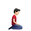 man kneeling facing right: light skin tone on Apple