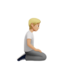 person kneeling facing right: medium-light skin tone on Apple