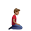 man kneeling facing right: medium skin tone on Apple