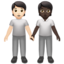 people holding hands: light skin tone, dark skin tone on Apple