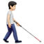 person with white cane facing right: light skin tone on Apple