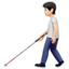 person with white cane: light skin tone on Apple