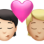 kiss: person, person, light skin tone, medium-light skin tone on Apple