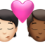 kiss: person, person, light skin tone, medium-dark skin tone on Apple