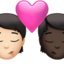 kiss: person, person, light skin tone, dark skin tone on Apple