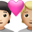 couple with heart: person, person, light skin tone, medium-light skin tone on Apple
