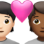 couple with heart: person, person, light skin tone, medium-dark skin tone on Apple