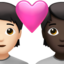 couple with heart: person, person, light skin tone, dark skin tone on Apple