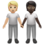 people holding hands: medium-light skin tone, dark skin tone on Apple