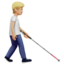 person with white cane facing right: medium-light skin tone on Apple
