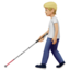 person with white cane: medium-light skin tone on Apple