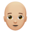 person: medium-light skin tone, bald on Apple