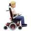person in motorized wheelchair facing right: medium-light skin tone on Apple