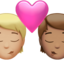 kiss: person, person, medium-light skin tone, medium skin tone on Apple
