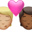 kiss: person, person, medium-light skin tone, medium-dark skin tone on Apple