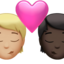 kiss: person, person, medium-light skin tone, dark skin tone on Apple