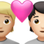 couple with heart: person, person, medium-light skin tone, light skin tone on Apple