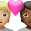 couple with heart: person, person, medium-light skin tone, medium-dark skin tone on Apple